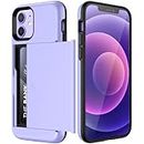 JETech Wallet Case for iPhone 12/12 Pro 6.1-Inch with Card Holder, Dual Layer Shockproof Protective Phone Cover, Sliding Hidden Slot (Purple)