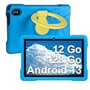 AOCWEI Android 13 Tablette Tactile Tablette Enfants 10 Pouces Octa-Core 12Go + 128Go ROM (512 TF) 5G WiFi | FHD | 5 +8MP | Parental Contrôle | Bluetooth 5.0 | Kids Tablette Étui Antichoc EVA - Bleu