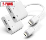 2-Pack 2 in 1 Dual Adapter 3.5mm Headphone & Charger For iPhone XS XR 11 12 14
