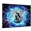 Canvas Wall Art Electric Bitcoin Canvas Print Artwork Coin Art Wall Art Paintings Framed Ready to Hang for Living Room Dinning Room Bedroom Bathroom Home Decor 24x36inch