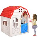 Costway Kids Cottage Playhouse Foldable Plastic Play House Indoor Outdoor Toy Po