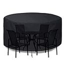 Patio Furniture Cover Waterproof Durable Heavy Duty 210D Oxford Round Outdoor Table Chair Set Covers for Garden Round Table Dining Set
