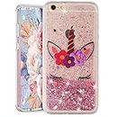 LEMAXELERS iPhone 6S / iPhone 6 Liquid Case,3D Glitter Quicksand Flowing Liquid Sparkle Cute for Girls Clear Transparent TPU Gel Silicone Shockproof Cover Case for iPhone 6S,XYL Unicorn