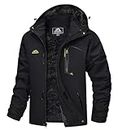MAGCOMSEN Mens Ski Jacket Water Resistant Fleece Jackets for Men Insulated Rain Jacket Winter Coats with Pockets Black XL
