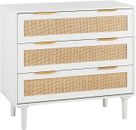 3 Drawer Dresser for Bedroom Rattan Modern Closet Dressers Chest of Drawers Wood