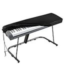Piano Keyboard Cover, Stretchable Velvet Dust Cover with Adjustable Elastic Cord and Locking Clasp for 88 Keys Electronic Keyboard, Digital Piano, Yamaha, Casio, Roland, Consoles and more(Black)