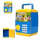 FUNVERSE® Savings Bank for Kids with Finger Print Sensor Piggy Savings Bank with Electronic Lock for Kids, with Indian Music 0 to 9 Number (Blue & Yellow)