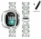 For Fitbit Versa 2 Bling Stainless Steel Watch Band+Diamond Case Bracelet Strap