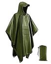Victoper Waterproof Poncho Adult, Lightweight Reusable Rain Poncho Adult Waterproof for Outdoor Hiking Camping Cycling Traveling Waterproof Raincoat with Emergency Grommet Corners Army Green