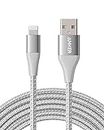 Anker Powerline+ II Lightning Cable (10ft), MFi Certified for Flawless Compatibility with iPhone X / 8/8 Plus / 7/7 Plus / 6/6 Plus / 5 / 5S and More(Silver)