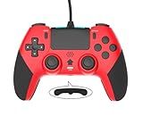 Wired Controller Gamepad for Playstation 4 with Advanced Programming Buttons Dual Vibration Shock Joystick Gamepad for PS4/PS4 Slim/PS4 Pro and PC (Red)