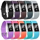 AIUNIT Compatible with Fit bit Charge 2 Bands Large, Fit bit Charge 2 Accessories Bands to Coordinate with Daily Outfits for Women Men Boys Girls(10 Pack)