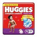 Huggies Complete Comfort Wonder Pants Extra Large (XL) Size (12-17 Kgs) Baby Diaper Pants, 56 count| India's Fastest Absorbing Diaper with upto 4x faster absorption | Unique Dry Xpert Channel
