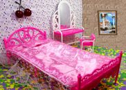 1:6 Kids Toy Pink Bed & Dresser Dressing Table Dollhouse Furniture For 1/6 Doll