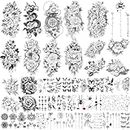 Yazhiji 49 sheets large sexy flowers collection waterproof temporary tattoos lasting fake tattoos for women and girls.