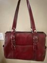 FOSSIL Red/Burgundy LEATHER Laptop/Business Bag/ Briefcase Large Tote Purse
