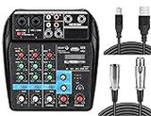 DEVICE OF URBAN INFOTECH 4 Channel Sound Mixer Audio Mixing Console Monitor Paths Plus Effects Processor Phantom Power for Studio Recording Music Production Guitar Play Musical Instrument DJ Mixers