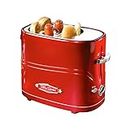 Nostalgia 2 Slot Hot Dog and Bun Toaster with Mini Tongs, Hot Dog Toaster Works with Chicken, Turkey, Veggie Links, Sausages and Brats, Retro Red