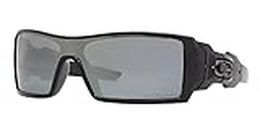 Oakley Men's Oo9081 Oil Rig Rectangular Sunglasses, Polished Black/Black Iridium Polarized, 28 mm