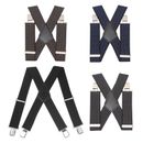 Heavy Duty Men Trousers Wide Braces with 4 Strong Clips X Style Suspenders Belts