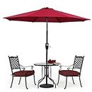 THESHELTERS - Premium Center Pole Garden Umbrella with Stand - Large Outdoor Lawn Patio Umbrella Perfect Choice for Lawn, Resorts, Poolsides | UV Protection - Adjustable Height (Red)