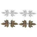 STOBOK 4 Pairs Maple Leaf Button Hook and Eye Closure Beaded Shawl Sheer Cardigan for Women Dressy Shirt Vintage Sweater Maple Leaf Buckle Cloak Clasp Fasteners Alloy Waist Coat