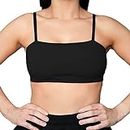 Aoxjox Women's Workout Bandeau Sports Bras Training Fitness Running Yoga Crop Tank Top, 1 Black, Medium