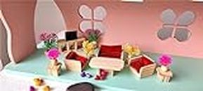Dollhouse Furniture Set (Wooden) Beautiful Kitchen Lounge Dinning Bathroom Bedroom Miniature for Girls Collectible (Drawing Room)