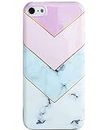 J.west Case for New iPod Touch 7, iPod Touch 6th Generation, iPod Touch 5 Marble Pattern Print Cute Clear Soft Silicone Cover for Girls/Women Flex Slim Pattern Design Drop Protective Case(Purple)