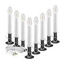 Xodus Innovations AC1120A-8 Electric Plug-in 8.25 inch Flameless Window Candle with Dusk to Dawn Light Sensor Timer,White Candle with Black Base Pack of 8