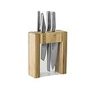 Global Ikasu V 5-Piece Knife Block Set, Made in Japan, Bamboo Storage Block,Silver
