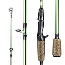 One Bass Fishing Rods - 30-ton Carbon Fiber Blanks Casting & Spinning Rods, 2-Piece Rods with Rubber Cork Handle- Casting- 6'0"