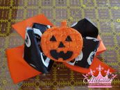 Boutique Jack-o-Lantern, Spider Skull, Halloween Double Stacked Hair Bow! L@@K!!