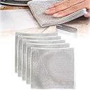 Wire Miracle Cleaning Cloths, Wire Dishwashing Rag, Double Stainless Steel Scrubber, Multipurpose Wire Dishwashing Rags for Wet and Dry, Multipurpose Non-Scratch Scrubbing Wire Dishwashing (10PCS)