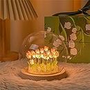 DIY Tulip Night Light KINGCOO Handmade Furniture Decoration Simulation Flower Bedroom Sleeping Table Lamp Children Girl Couple Friends Gift Atmosphere Decoration Desk Ornament (Pink 13 Flowers)
