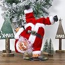 Electric Christmas Santa Claus Figure Inverted Rotate Split Leg Santa Doll Singing and Dancing Electric Xmas Handstand Santa Doll Ornament Musical Santa Doll for Christmas Party Tabletop Decoration
