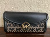 NWT!!! Michael Kors Women's Leather, Canvas Tri-Fold Wallet, Black