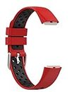 OBOE Silicone Smart Watch Replacement Dual Color Band Compatible with Fitbit Luxe Watch (Red-Black)