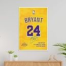 TenorArts NBA Legend Kobe Bryant Jersey Poster Art Print Wall Poster with Thick 300 GSM Matt Finish Paper (18inches x 12inches)