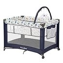 Pamo Babe Portable Baby Playpen Lightweight Baby Playard with Mattress and Toy bar with Soft Toys (Dinosaur)