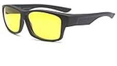 BLUE CUT Fit Over Polarized Sunglasses Driving Clip on Night Vision to Wear Over Prescription Glasses (YELLOW)