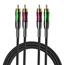 Softline Pro SP DUAL-RCA 2x RCA to 2x RCA 1.5 Meter Cable Stereo Audio 2RCA Cord Male to Male Connector 2RCA to 2RCA(Black,Green,Red)