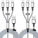 Multi Charging Cable [2Pack 6FT] 3 in 1 Multi Charger Cable Universal Braided Fast Phone Charging Cable with Lightning and Type C Micro USB Connectors Multiple USB Charger Cable for All Cell Phones