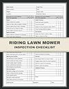 Riding Lawn Mower Inspection Checklist: Ride On Lawn Mower Safety Pre-Start Inspection and Maintenance Checklist. Ensuring Smooth Operation and Longevity