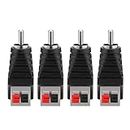Borsuer RCA to Speaker Wires Adapter, 4Pcs RCA Male to Spring Press Type Terminal Speaker Wire Cable Converter Non-Soldering RCA Speaker Jacks for Speaker Connections