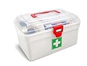HARIVAR MART Multi-Layer & Utility First Aid Kit Medical Storage Rectangular Box (28 x 20 x 14 cm, White) (Acrylonitrile Butadiene Styrene)