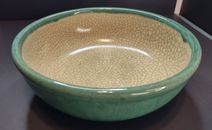 PIER 1 IMPORTS CRACKLE COLLECTION 10-1/4"  GREEN LARGE Holiday SERVING BOWL