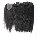 Synthetic Hair Bundles With Closure Kinky Straight Synthetic Sew In Weave Hair Bundles Women Weavon 2 Bundles With Closures 2 10 inch