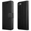 iCatchy For iPhone SE 2022 Case 2020 Case, 8 7 Leather Wallet Book Flip Folio Stand View Compatible with se 2022/2020 Phone Cover (Black)