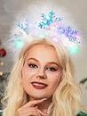 GORTIN Light up Snowflakes Headband LED Christmas Headband Glowing Feather Hair Band Xmas Holiday Party Costume Hair Accessories for Women and Girls